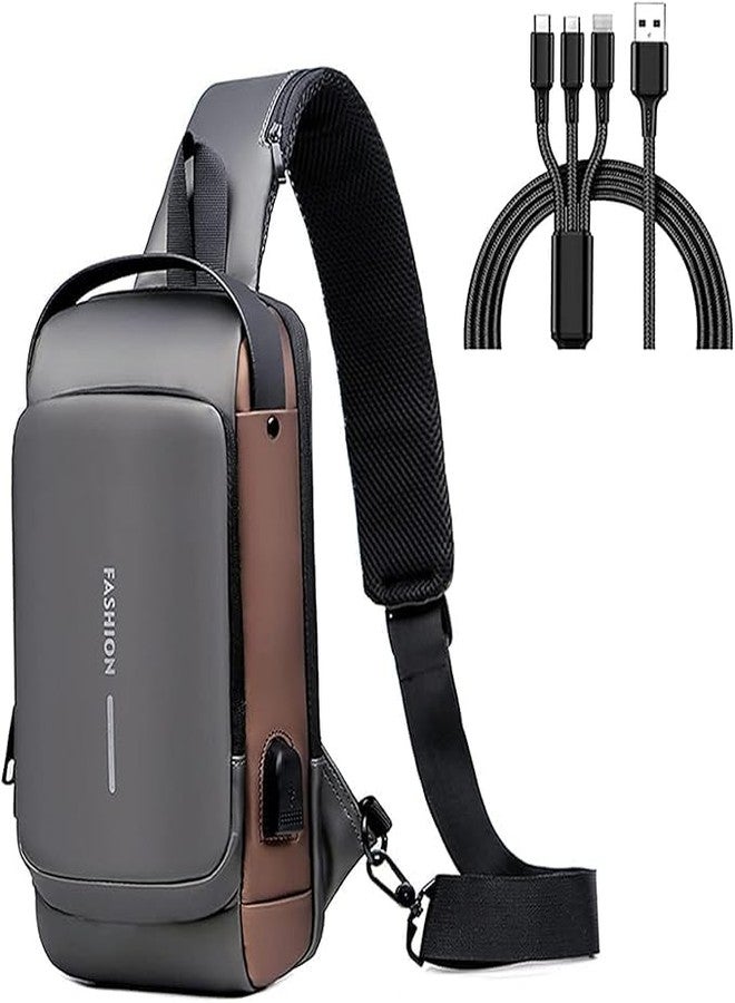 FIRAWER Waterproof Polyester Slim Unisex Crossbody Sling Bag Chest Backpack Men's Shoulder Bag, Leisure Travel Handbag, Hard Shell Anti-Theft Chest Bag - Image 1