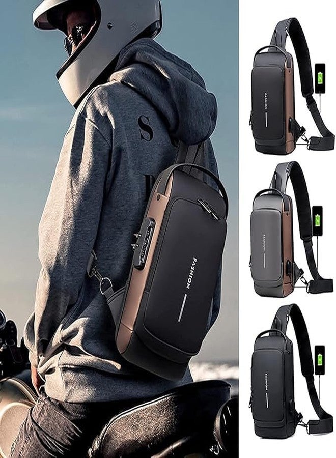 FIRAWER Waterproof Polyester Slim Unisex Crossbody Sling Bag Chest Backpack Men's Shoulder Bag, Leisure Travel Handbag, Hard Shell Anti-Theft Chest Bag - Image 2