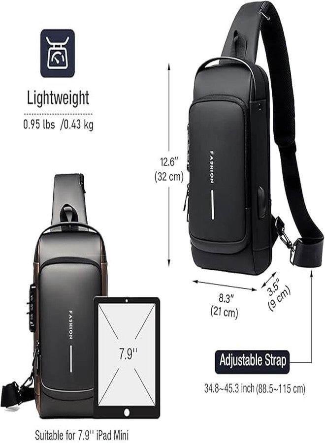 FIRAWER Waterproof Polyester Slim Unisex Crossbody Sling Bag Chest Backpack Men's Shoulder Bag, Leisure Travel Handbag, Hard Shell Anti-Theft Chest Bag - Image 4
