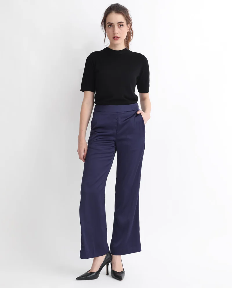 Rareism Women's Modern Geometry Straight Leg Trousers