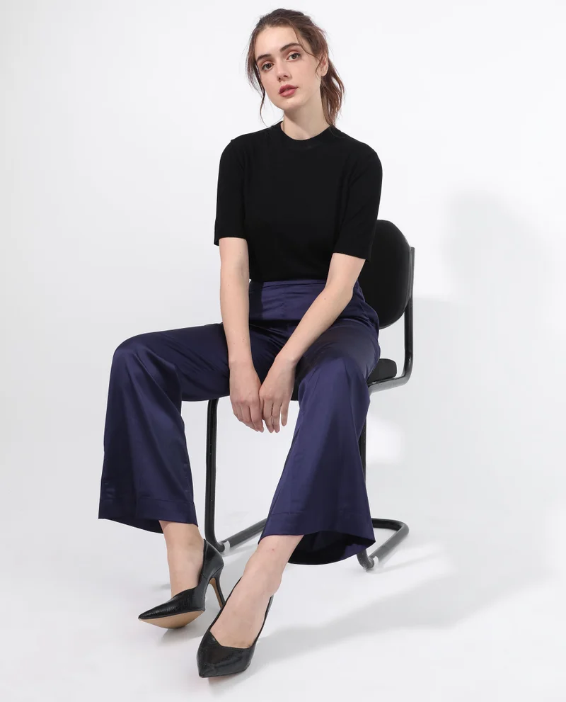 Rareism Women's Modern Geometry Straight Leg Trousers