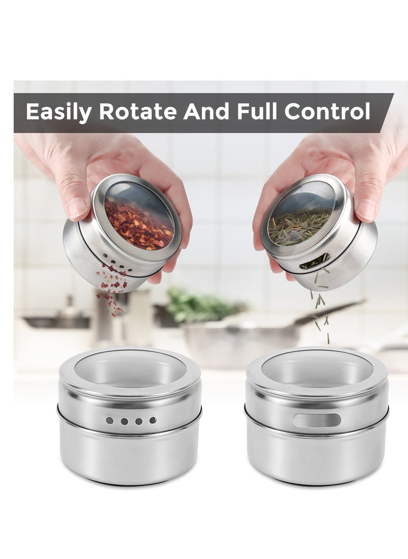 Generic - Magnetic Spice Tins 12pcs,Stainless-Steel Magnetic Spice Container Dustproof Magnetic Spice Jars Easy to Clean and Rust Free Includes 120 Labeling Stickers - Image 1