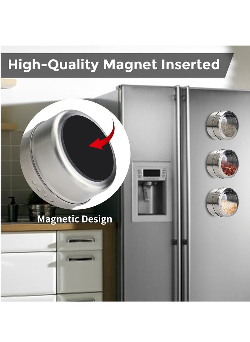 Generic - Magnetic Spice Tins 12pcs,Stainless-Steel Magnetic Spice Container Dustproof Magnetic Spice Jars Easy to Clean and Rust Free Includes 120 Labeling Stickers - Image 1