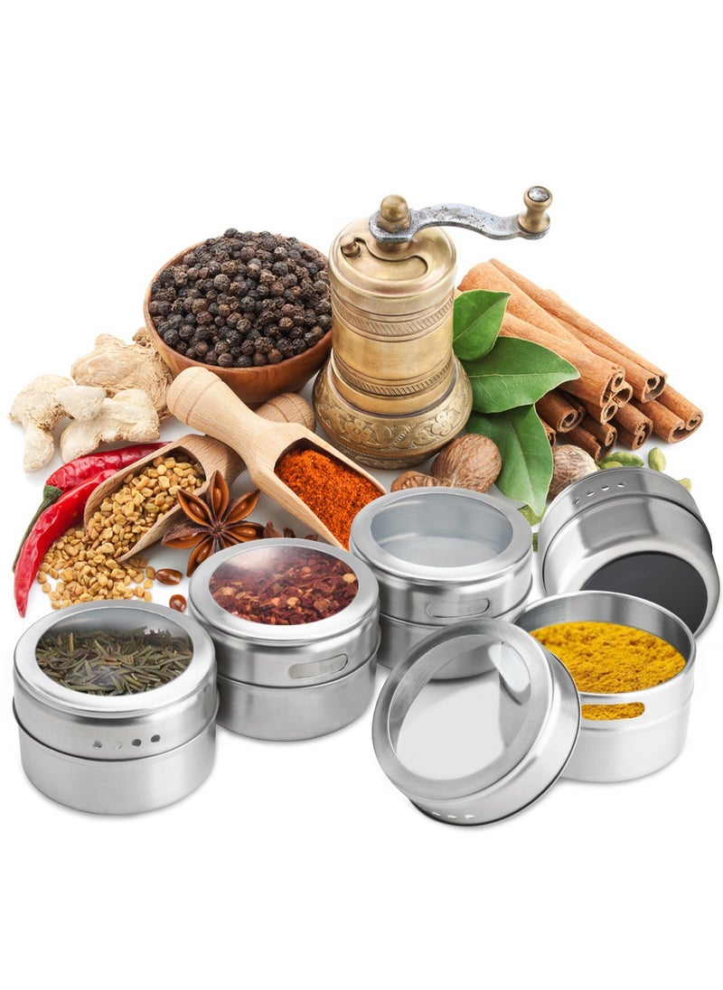 Generic - Magnetic Spice Tins 12pcs,Stainless-Steel Magnetic Spice Container Dustproof Magnetic Spice Jars Easy to Clean and Rust Free Includes 120 Labeling Stickers - Image 1