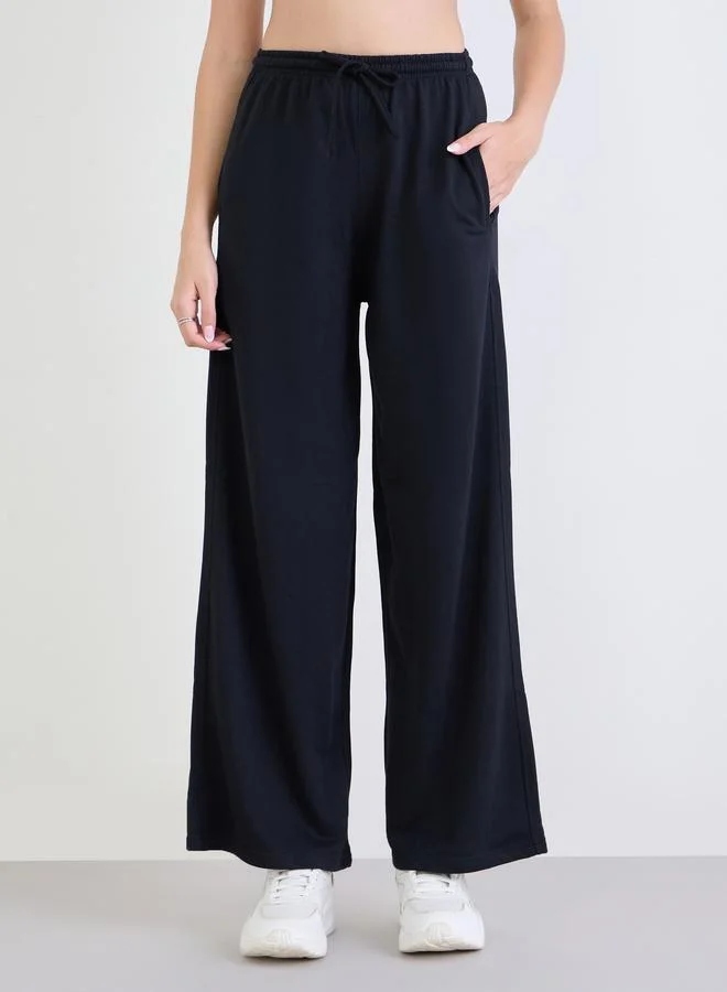 Styli Styli Grey Wide Leg Joggers with Drawstring