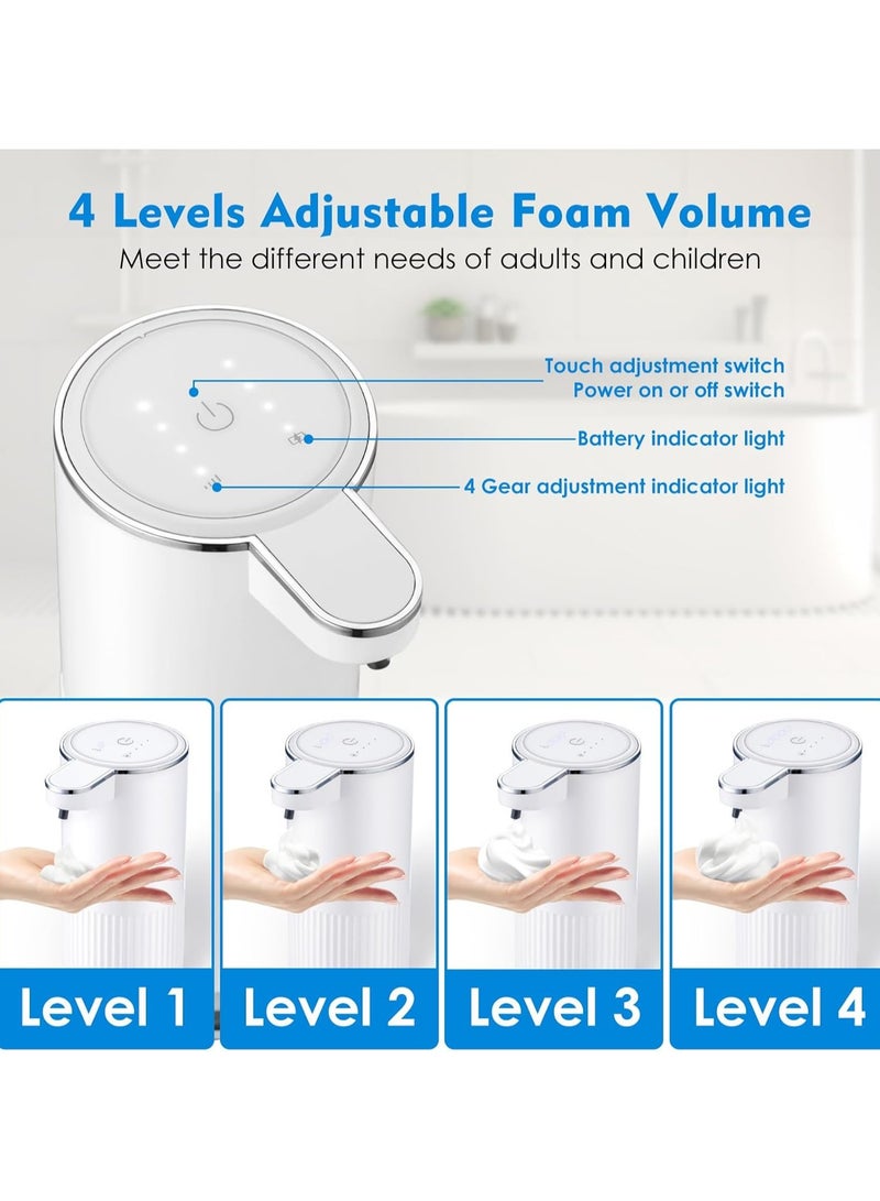 عام موزع صابون رغوي أوتوماتيكي - موزع صابون يدوي كهربائي رغوي بـ 4 مستويات ضبط قابلة للتعديل، شحن عبر USB، تشغيل بدون لمس، سعة 13.5 أونصة، للحائط أو سطح المنضدة، للحمام والمطبخ - Image 3