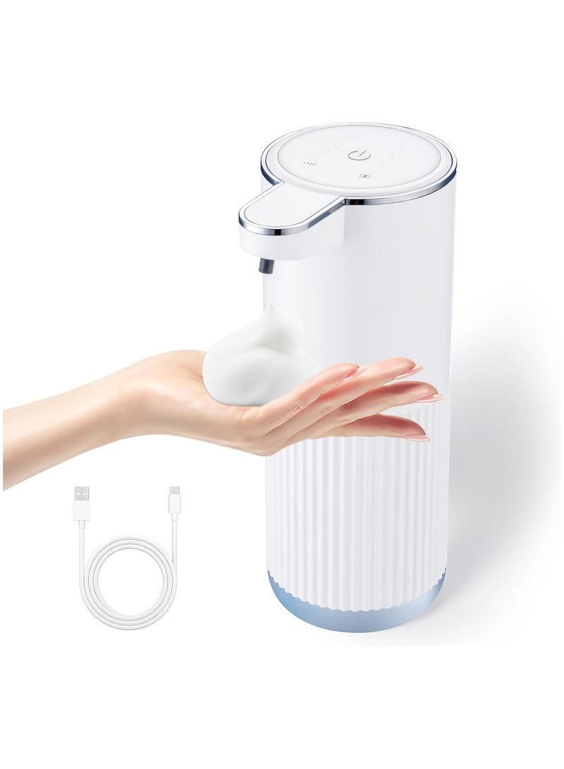 عام موزع صابون رغوي أوتوماتيكي - موزع صابون يدوي كهربائي رغوي بـ 4 مستويات ضبط قابلة للتعديل، شحن عبر USB، تشغيل بدون لمس، سعة 13.5 أونصة، للحائط أو سطح المنضدة، للحمام والمطبخ - Image 1