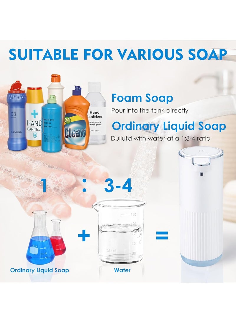 عام موزع صابون رغوي أوتوماتيكي - موزع صابون يدوي كهربائي رغوي بـ 4 مستويات ضبط قابلة للتعديل، شحن عبر USB، تشغيل بدون لمس، سعة 13.5 أونصة، للحائط أو سطح المنضدة، للحمام والمطبخ - Image 4