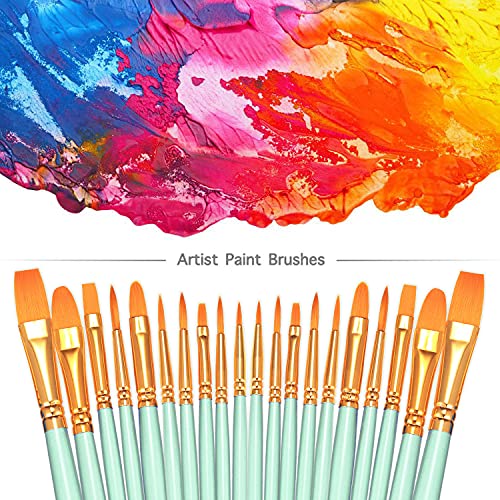 BOSOBO Paint Brushes Set, 4 Pack 40 Pcs Round Pointed Tip Paintbrushes Nylon Hair Artist Acrylic Paint Brushes for Acrylic Oil Watercolor, Face Nail Art, Miniature Detailing & Rock Painting, Green - Image 2