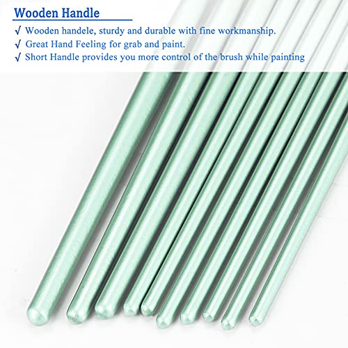 BOSOBO Paint Brushes Set, 4 Pack 40 Pcs Round Pointed Tip Paintbrushes Nylon Hair Artist Acrylic Paint Brushes for Acrylic Oil Watercolor, Face Nail Art, Miniature Detailing & Rock Painting, Green - Image 5