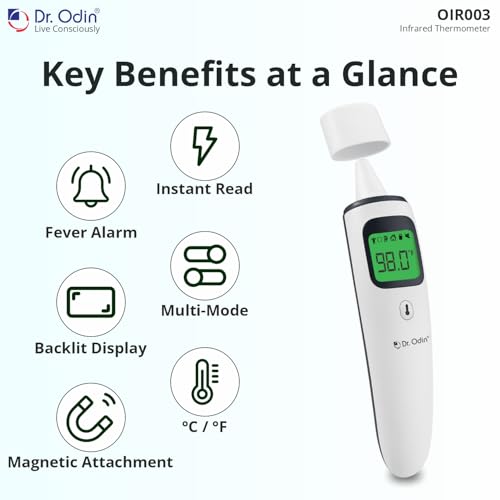 Dr.Odin Dr. Odin OIR003 Non-Contact Digital Infrared Thermometer for Forehead & Ear – Dual Mode, Smart Color Display, Instant Reading, Safe & Hygienic, Memory Function, Ideal for Baby, Kids & Adults - Image 5