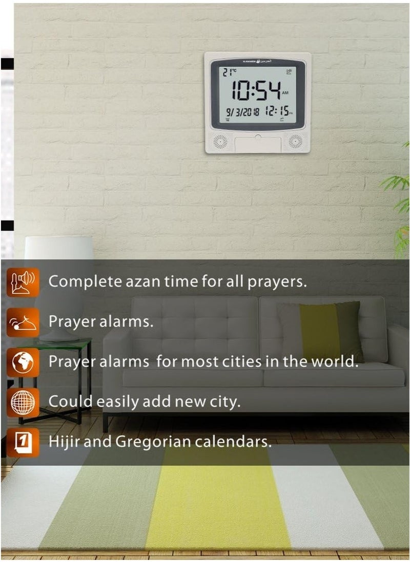 Cozara Digital Azan Table Alarm Clock Silver/Black  - Image 4
