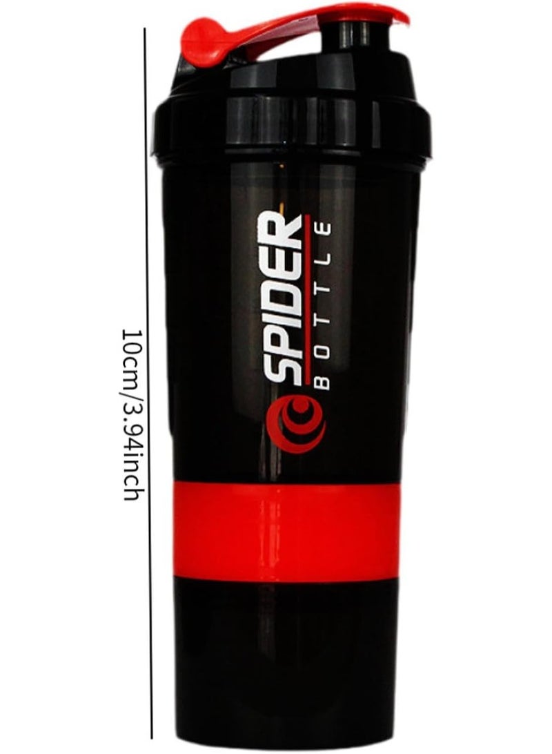 سبايدر زجاجة خلط البروتين مع كوب خلاط لمزج البروتينات سعة 500 مل للاستخدام في الجيم والرياضة الخارجية وقبل التمرين والسفر - Image 5