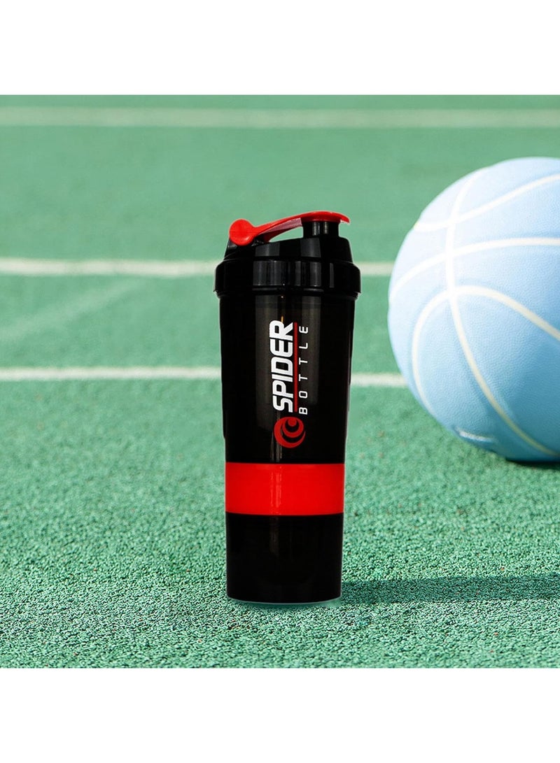 سبايدر زجاجة خلط البروتين مع كوب خلاط لمزج البروتينات سعة 500 مل للاستخدام في الجيم والرياضة الخارجية وقبل التمرين والسفر - Image 4