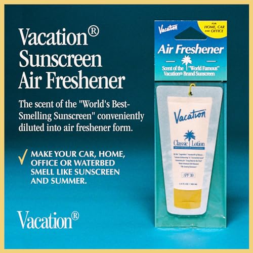 Vacation Hanging Air Freshener, Award-Winning Signature Sunscreen Scent, Deodorizer for Car, Home & Office (Pack of 3) - Image 2