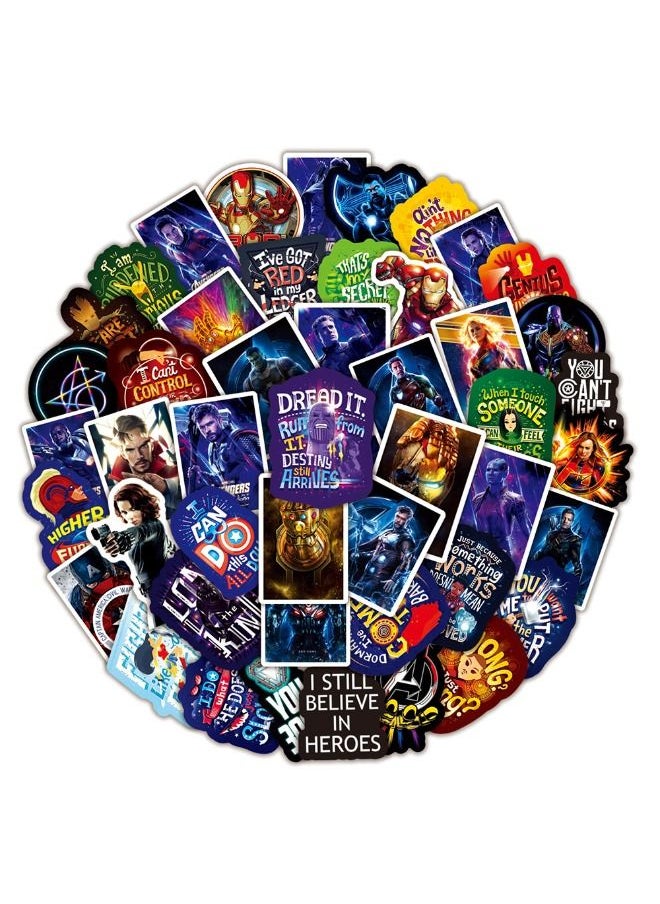 AVENGERS - 50-Piece Avengers Superheroes Waterproof Stickers, HD Fine Color Printing, Vinyl Waterproof Stickers for Laptop,Skateboard, Water Bottles,Computer,Phone,Guitar, Stickers for Kids Teens Adult - Image 1