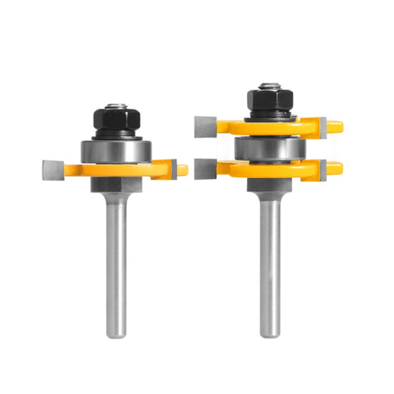 مجموعة 2 قطعة من مسارات فرشاة الطحن ذات العمود (Shank Milling Cutter) للمحجر، مقصات خشبية بموقعة شكل T للخراطة وصناع الخشب محمولة - Image 1