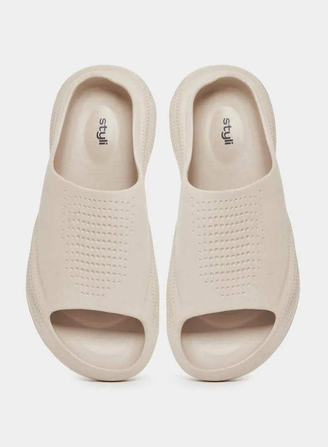 Styli Styli Perforated Open Toe Slip-On Slides