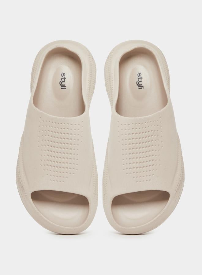 Styli Styli Perforated Open Toe Slip-On Slides  - Image 5