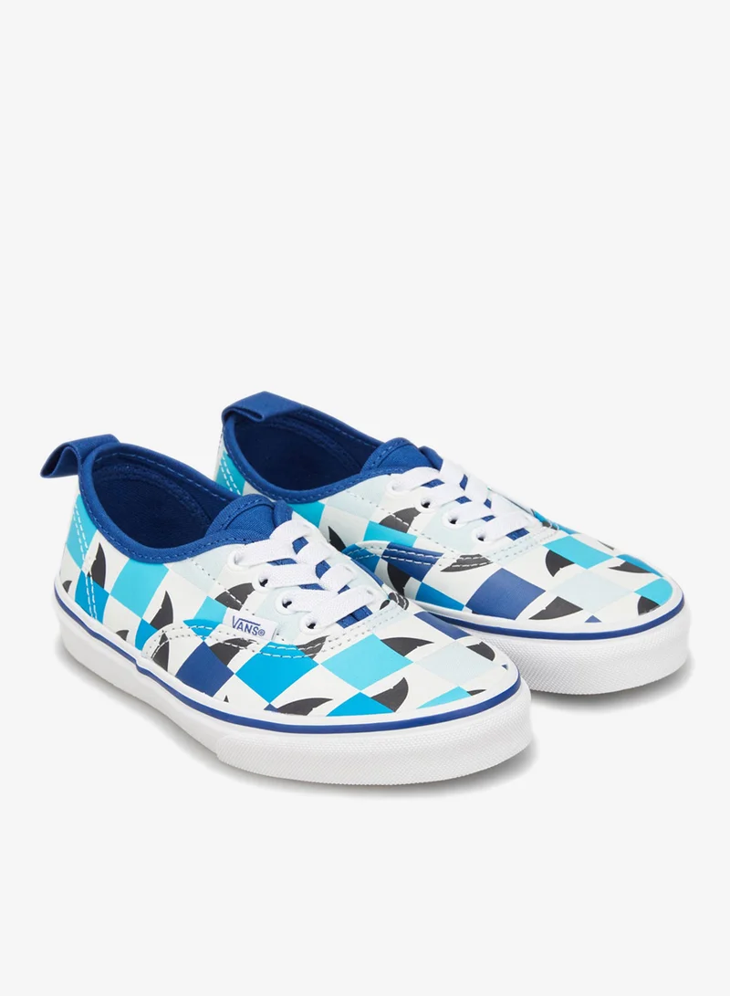 VANS Kids' Glow Checkerboard Sharks Authentic Elastic Lace Unisex Shoe
