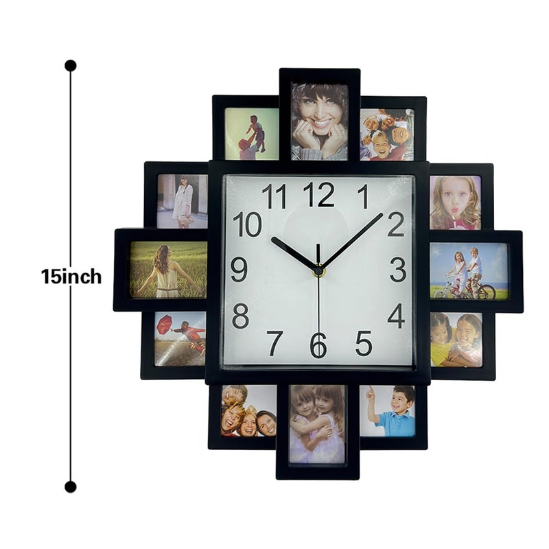Timelike DIY Frame Clock, Black, 40cm x 40cm x 4.5cm, Analog Display, Protects Photos, Kids Art, Embroidery Designs - Image 2