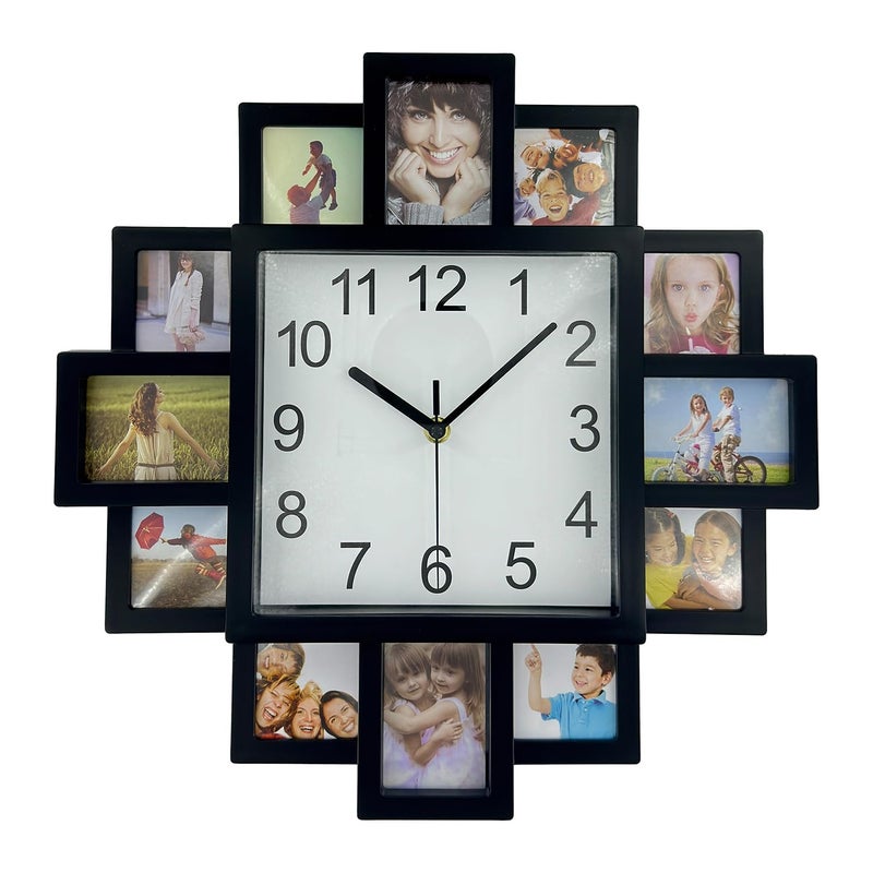 Timelike DIY Frame Clock, Black, 40cm x 40cm x 4.5cm, Analog Display, Protects Photos, Kids Art, Embroidery Designs - Image 1