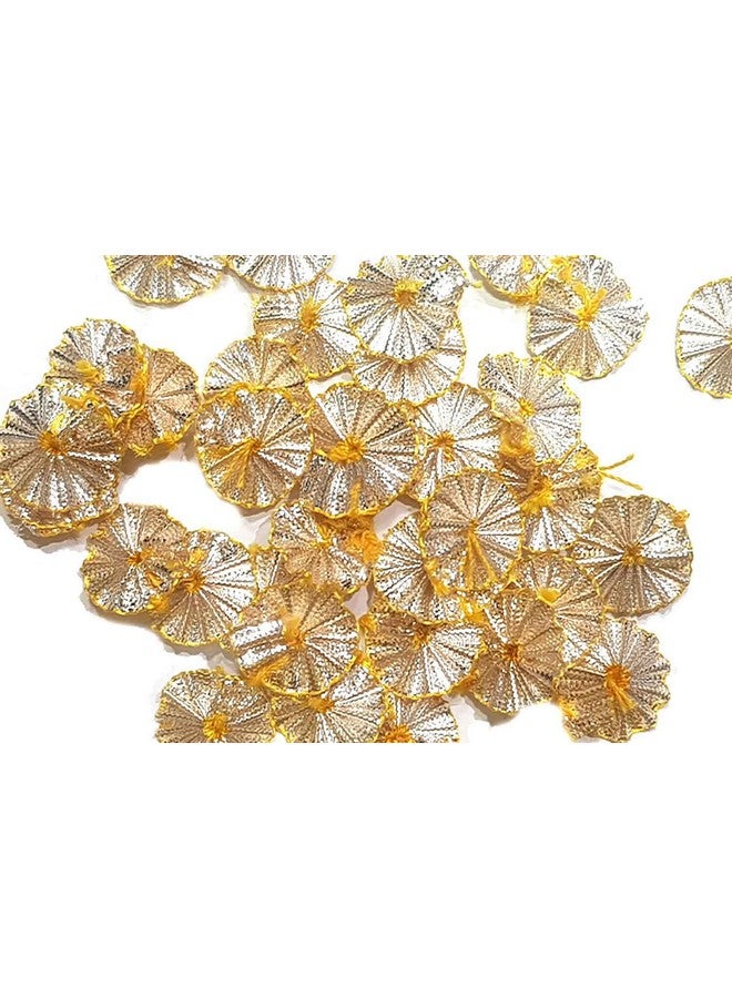 Mohan Shoppe Flower Shape Gota Patti Patches for Embroidery, Decoration, Crafting etc. (Pack of 20 Gram) (Silver-Yellow) - Image 1