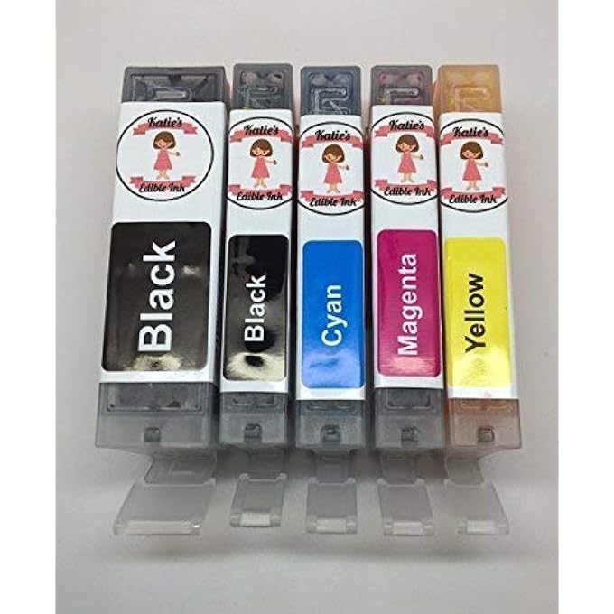 KATIES EDIBLE INK CARTRIDGE XL CAPACITY SET COMPATIBLE WITH CANON IP7250 MG5450 MG5550 MG5650 MG6350 IX6850 MX925 550/551 - Image 1