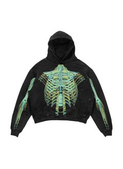 New Hiphop Green Zip Hoodie Men Urban Harajuku Anime Print Long Sleeve 25 Black Washed Old Hoodie