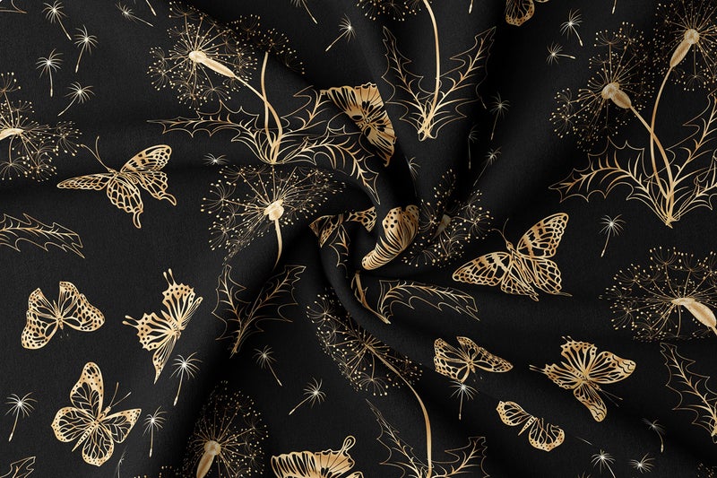BRIDA Stretchable Floral Geometric Printed Dining Chair Covers Frill Skirt Elastic Chair Seat Case Protector, Slipcovers (6 Chair Cover, Black Butterfly),Polyester;Polyester Blend - Image 4