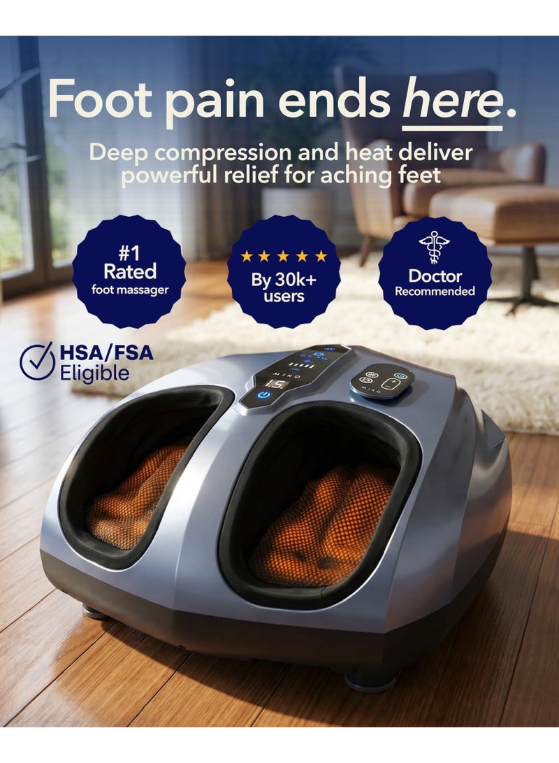 MIKO Foot Massager with Heat and Air Compression, 5 Pressure Levels, 3 Modes, Rolling Function, Wireless Remote, Fits Men's Size 12 - Image 3