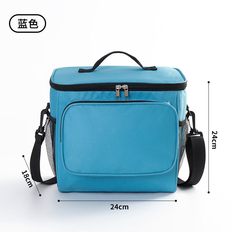 Lunch Bag student lunch insulation bag aluminum foil thickened lunch bag work lunch box lunch box frog mouth handbag Blue 