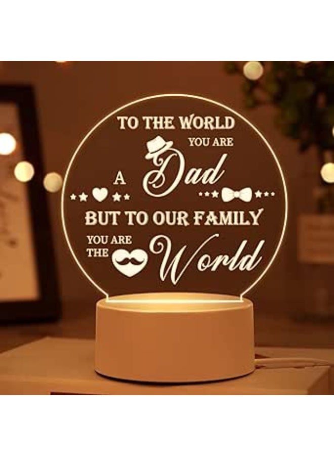 LED Night Light for Dad, 3D Illusion Lamp with Sentimental Message, Warm White, Acrylic, USB Powered, Eye-Caring Design, Perfect Gift - Image 1