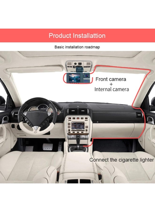 SUKILO 3-Lens Dash Cam with 2" IPS Screen, 1080P HD Front Camera, Night Vision, 170° Wide Angle, Parking Monitor, Loop Recording, G-Sensor, Reverse Assist, Motion Detection, USB Powered  - Image 3