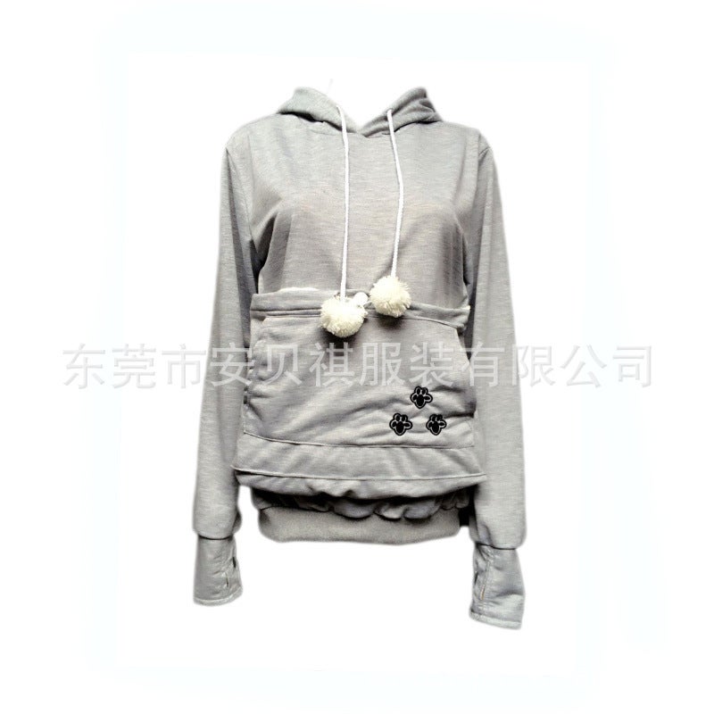 Oversized Pocket Hoodie Autumn Winter Loose Fit Dark gray  - Image 2