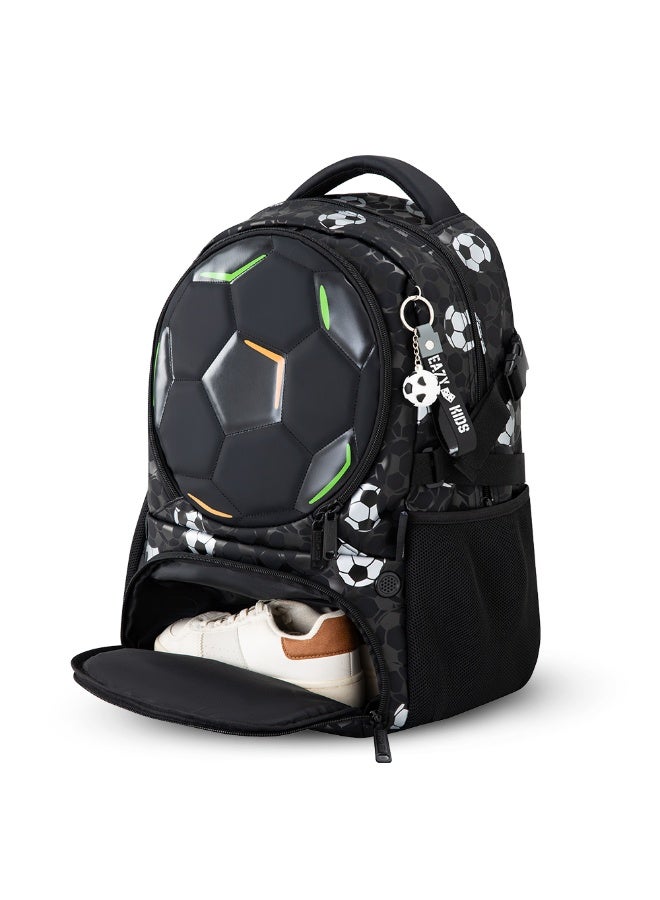 Eazy Kids Footballer Backpack Set w/ Complimentary Football & 4-Wheel School Bag Trolley – Black - Image 5
