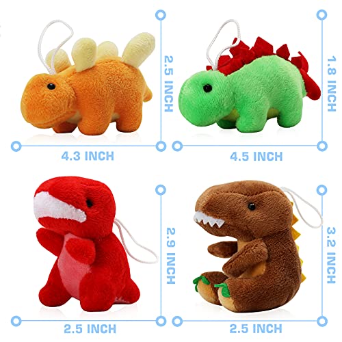 MAPIXO 16 Pack Plush Dinosaurs Bulk, Mini Dinosaur Figures Assortment Keychain Toy, Soft Dino Stuffed Animal Set Gifts for Kids, Easter Basket Stuffers, Goody Bag Filler, Doll Machine, Toddler Party Favors - Image 4