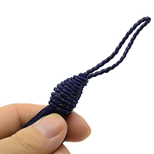 Makhry 20pcs 15.5cm/6 Inch Silky Floss Bookmark Tassels with 2-Inch Cord Loop and Small Chinese Knot for Jewelry Making, Souvenir, Bookmarks, DIY Craft Accessory (Dark Blue) - Image 3