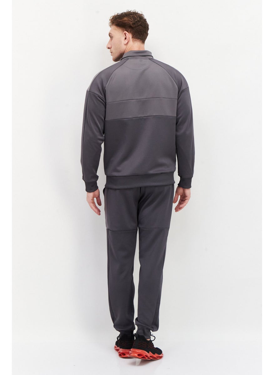 DUCK AND COVER Men 2 Pieces High Neck Brand Logo Long Sleeves Sweatshirt And Jogger Pants, Grey  - Image 3