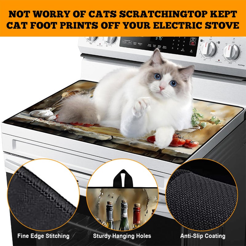AOHMPT Multi-Design Stove Top Cover for Glass/Electric Stoves - 3-in-1 Heat-Resistant Protector Mat, Non-Slip Drying Rack 28"x20" - Image 4