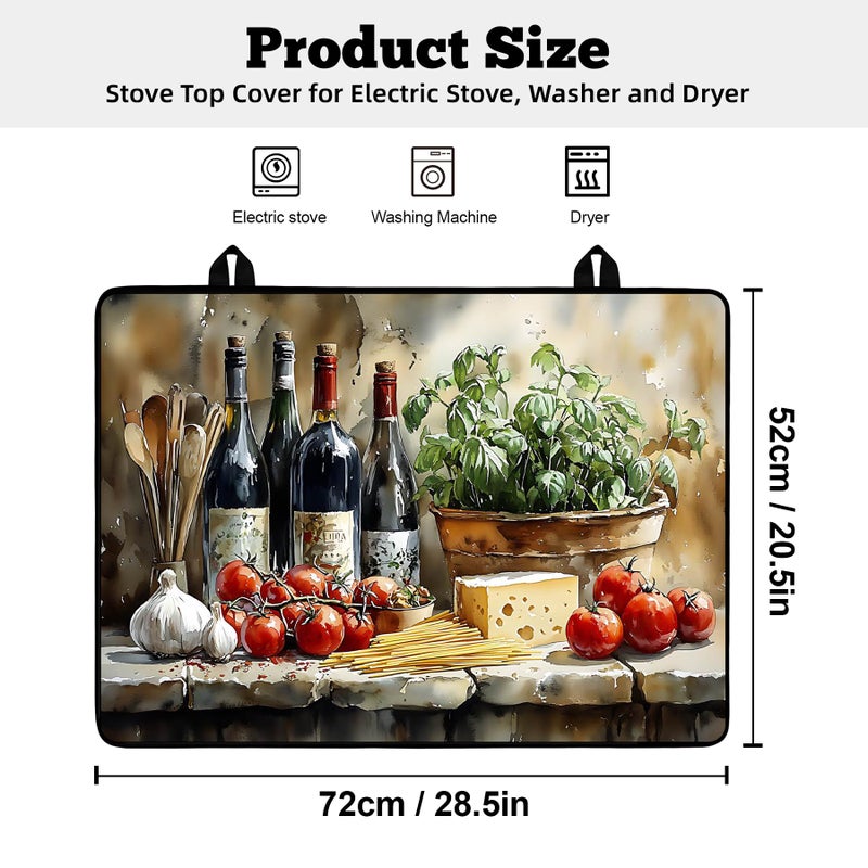AOHMPT Multi-Design Stove Top Cover for Glass/Electric Stoves - 3-in-1 Heat-Resistant Protector Mat, Non-Slip Drying Rack 28"x20" - Image 2
