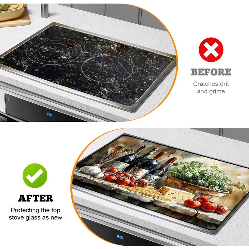 AOHMPT Multi-Design Stove Top Cover for Glass/Electric Stoves - 3-in-1 Heat-Resistant Protector Mat, Non-Slip Drying Rack 28"x20" - Image 5