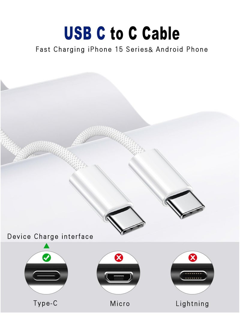 زاڤي سلك شاحن تايب سي 60 واط مضفر (2 متر USB Type-C إلى USB Type-C) متوافق مع iPhone 16/15 Pro Max, iPad, Samsung – أفضل شاحن ايفون تايب سي و شاحن تايب سي اصلي بجودة أصلية – شحن سريع آمن بدون حرارة – شريحة ذكية تحمي البطارية - Image 2