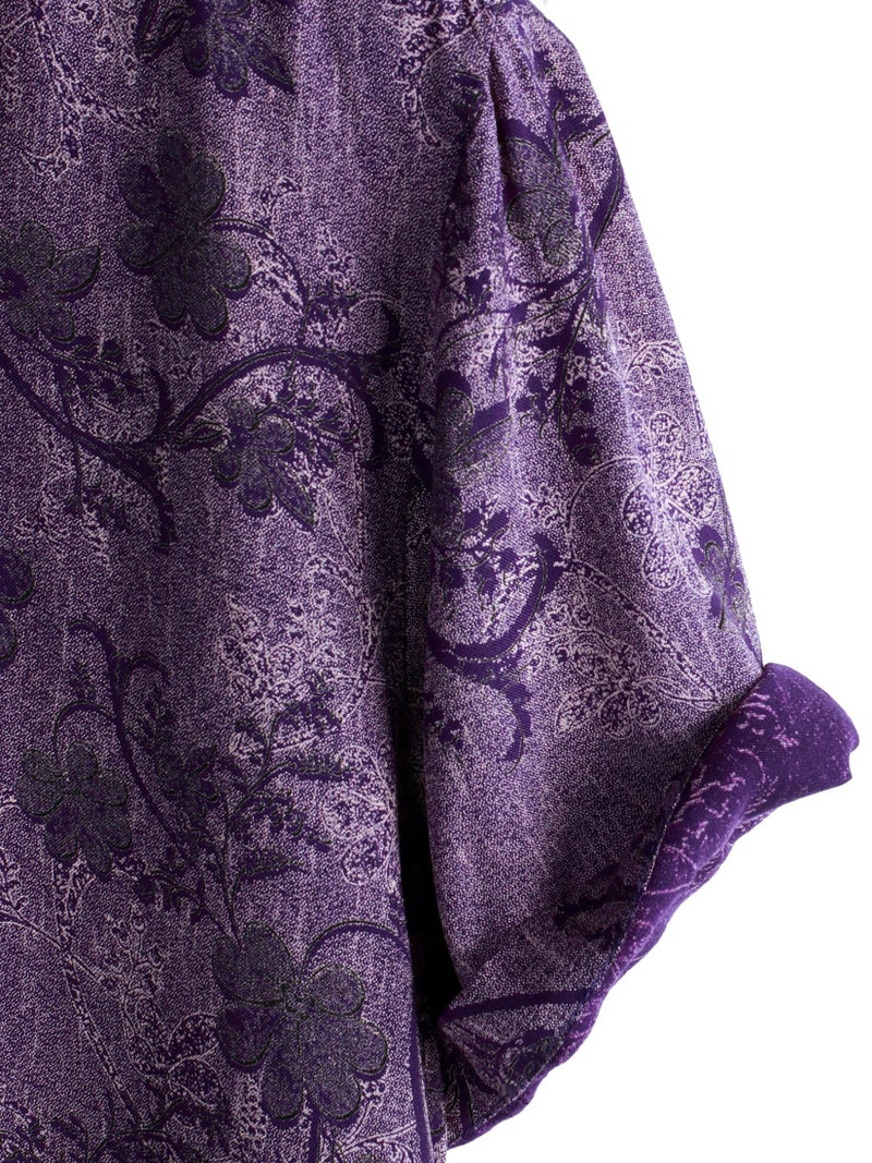 JOTOOK Mens Hawaiian Shirt Short Sleeve Button Down Tropical Shirts Casual Floral Summer Beach Shirt Medium Purple - Image 4