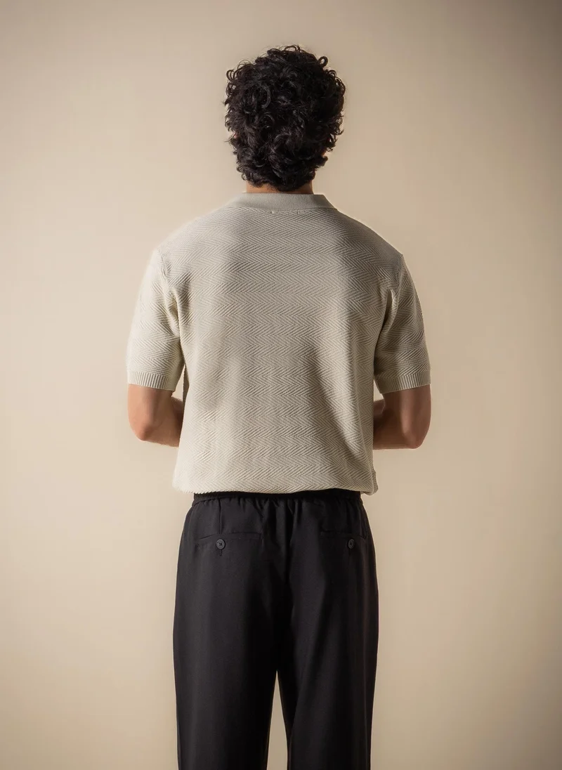 SHAPES TEXTURED PATTERN POLO SHIRT