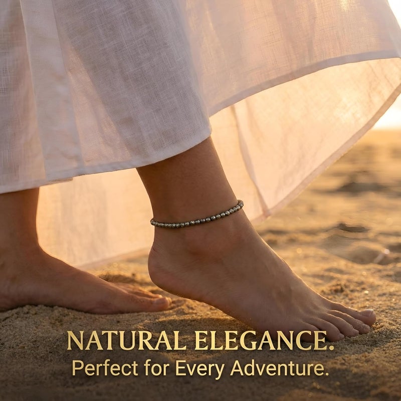GRATIFY Raw Pyrite Anklet – Stone of Money, Protection & Power | Genuine Pyrite Crystal Anklet for Women | Spiritual Jewellery & Gift for Luck, Confidence & Prosperity - Image 5