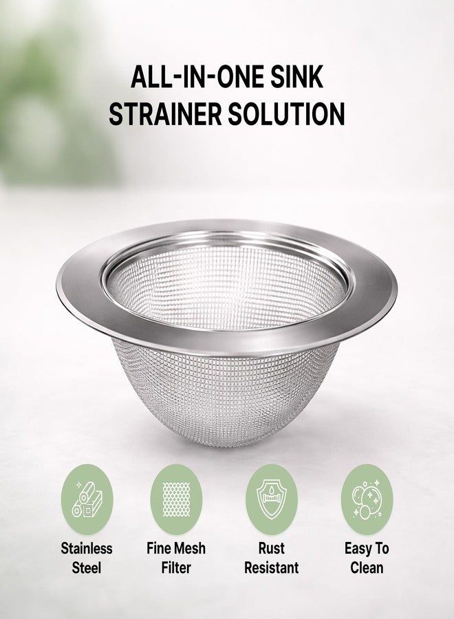 DALUCI Stainless Steel Sink Strainer | Kitchen Sink Drain Filter & Waste Coupling Jali | Rust Proof Heavy Duty Sink Strainer Steel with Wide Rim (11 CM) (1) - Image 3