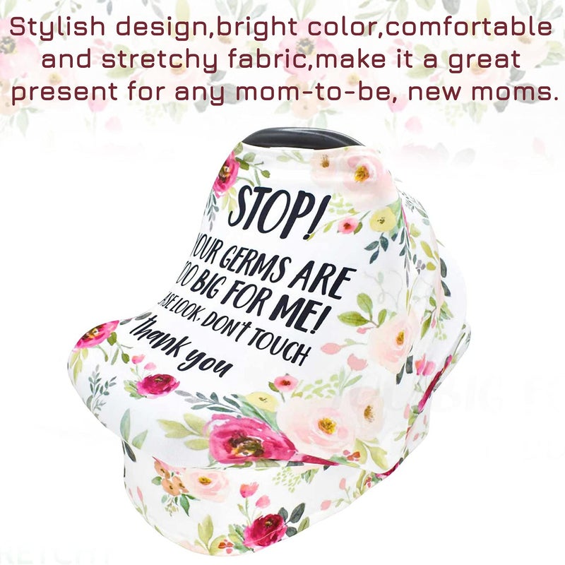 SWESEN Car seat Canopy for Baby, No Touching Sign Flower Car Seat Covers for Newborn, Infant Stroller Covers for Boy Girl, Multiuse Nursing Covers for Breastfeeding, Ultra-Soft Breathable, Nursing Scarf - Image 4