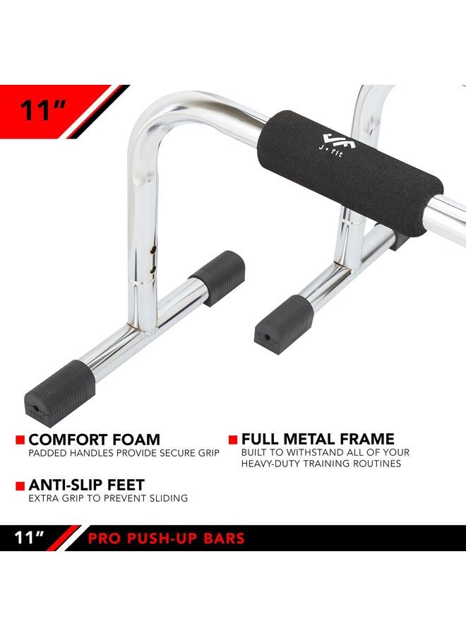 JFIT Pro Push Up Bar Stand | Durable Metal Fitness Equipment and Padded Handles For Secure Grip Non Skid Feet Elevated Bar For Enhanced Push Ups 11 Inch Pro Pushup - Image 3