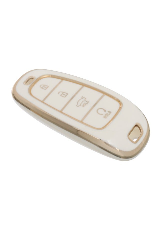 Premium TPU Quality Silicone Key Car Cover for Hyundai Tucson – Durable, Flexible, and Scratch-Resistant Protection for Your Car Keys – Custom Fit Design for a Sleek Look – Compatible with Hyundai Tucson Models - White Gold - Image 1